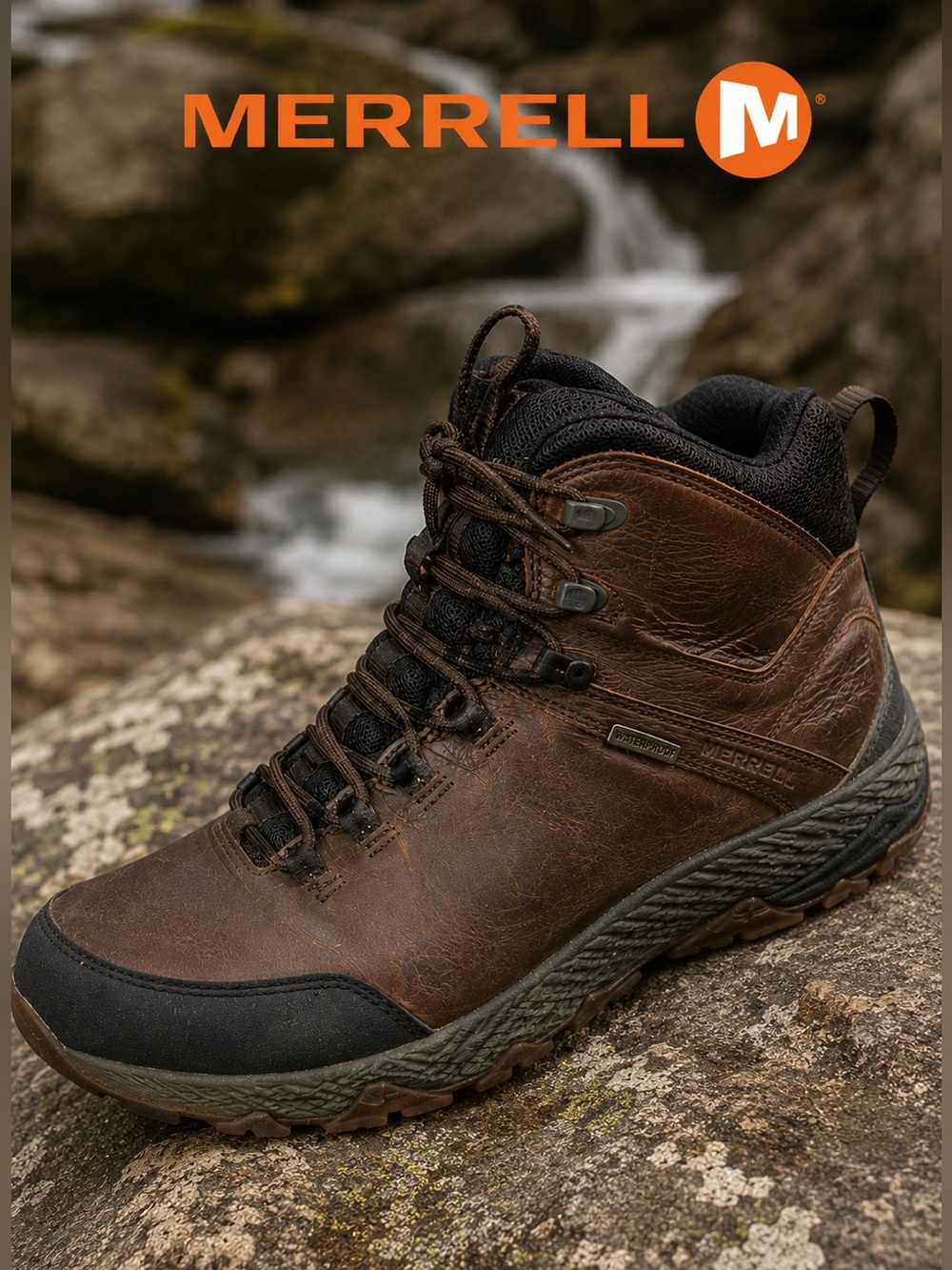 Merrell Forestbound Mid Waterproof Hiking Boots Brown Leather Men's 10.5